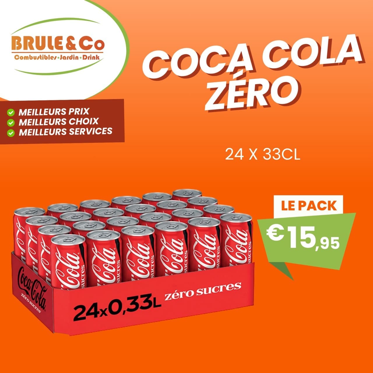 Coca-Cola Zero – pack de 24 canettes de 33 cl